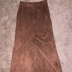 Junior's Brown Suede Ankle-Length Skirt